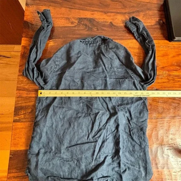 J. Jill Women's Small Blue Linen Button-Up Shirt Long Sleeve Casual - Picture 6 of 6